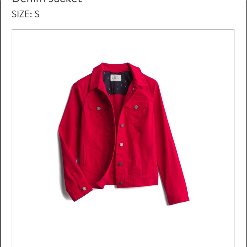Red denim jacket